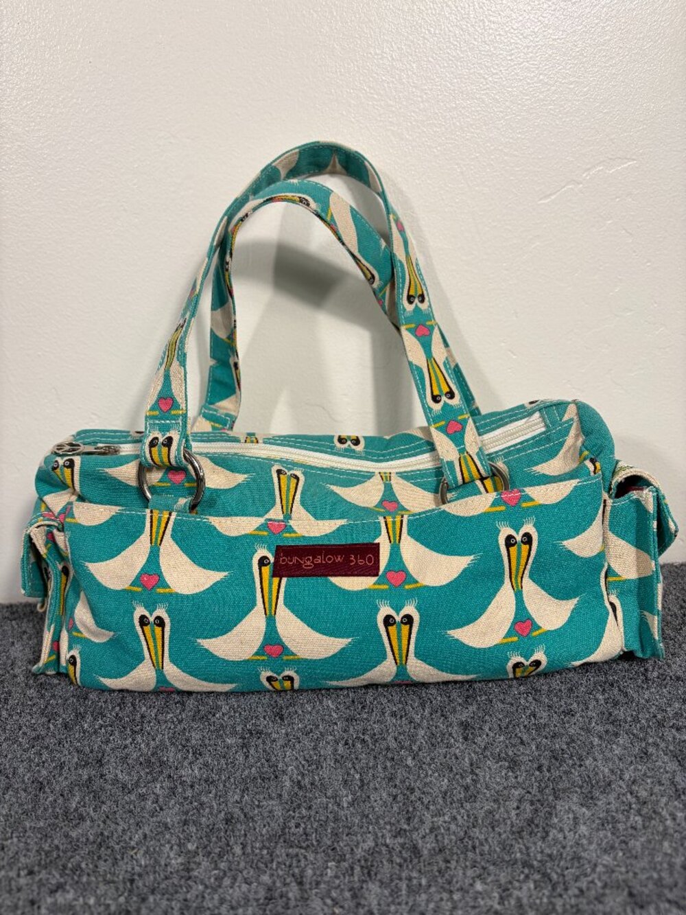 Bungalow 360 Pelican Canvas Baguette Shoulder Bag Cute Nature Beach